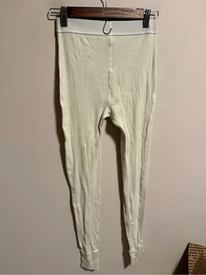 SKIMS Cotton Rib Thermal Leggings in Bone Size Small thumbnail 5