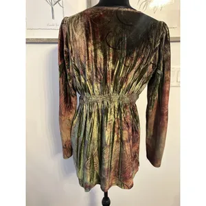 Apt 9 Velvet Tunic Sz. Medium Peacock Feathers Forest FairyGrunge Y2K Goblincore thumbnail 2