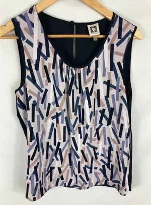 Anne Klein Patterned Front Sleeveless Blouse Size 12 thumbnail 1