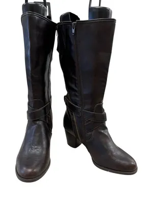 Rialto Womens Brown Leather Knee-High Boots Size 10M SKU 6965 thumbnail 1