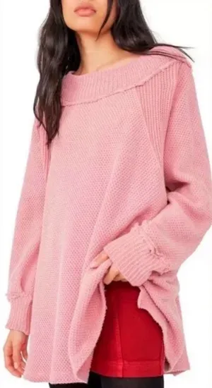 Free People We The Free Oversized Thermal Small Pink Sweater Top She’s a Keeper thumbnail 1