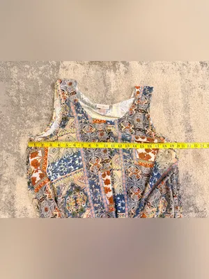 Roz & Ali Patchwork Print Tank Top - Blue & Cream thumbnail 5