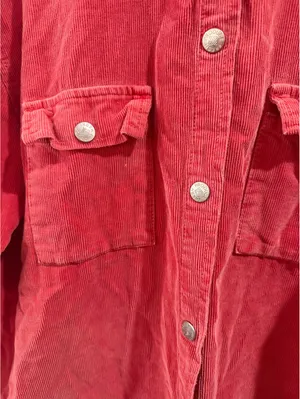 Fresh Produce Red Corduroy Button-Up Jacket Medium thumbnail 3