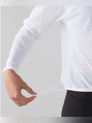 Lululemon Women's Size L Lean In Long Sleeve White Breathable Stretch Shirt thumbnail 3