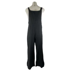 Evellyhootd Womens Black Sleeveless Pocket Wide Leg Overall Romper Jumpsuit Sz L thumbnail 2