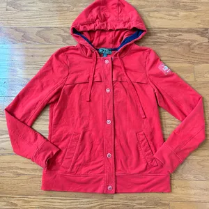 Like new Ralph Lauren Active women Red Hooded Jacket size M thumbnail 1