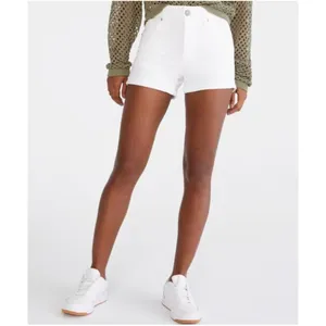 Aeropostale Womens Sz 00 High-Rise Denim Midi Shorts White Stretch Cotton Cuffed thumbnail 3