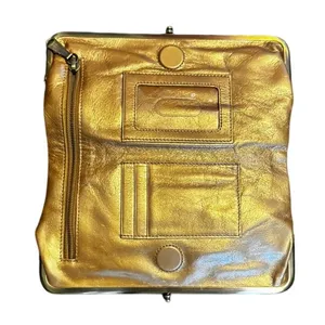 Women’s Hobo Vintage Gold Leather Lauren Clutch Wallet Kiss Lock Organizer thumbnail 3