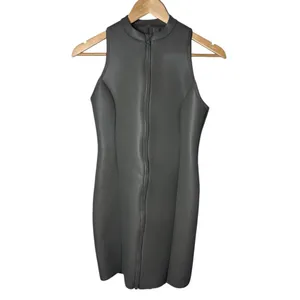 NEW Skims Grey Chalk Rubberized Scuba Swim Zip Up Mock Neck Dress Sporty thumbnail 3