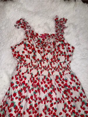 Betsey Johnson Pink and Red Strawberry-Print Maxi Dress thumbnail 3