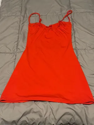 Women’s Red Slip Dress with Adjustable Straps (S) thumbnail 3