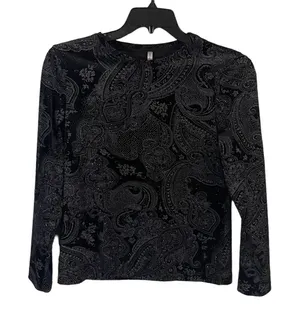 White Stag Vintage‎ 90s Small Fairy Grunge Sparkle Black Whimsigoth Paisley Top Witchy thumbnail 1