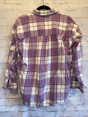 Universal Threads Lavender White Plaid Button Down Shirt large Oversized flannel thumbnail 4