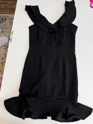 Hello Molly Black Ruffle V-Neck Mini Dress size M thumbnail 10