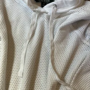 Ralph Lauren LRL Sweater Womens Large White Pullover Hoodie Thermal Waffle Knit thumbnail 7