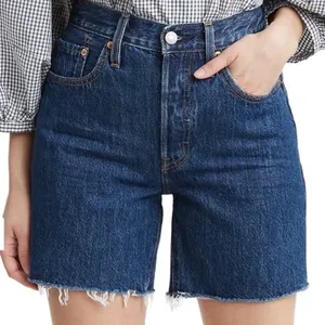 Levi's 501 Blue Jean Shorts with Frayed Hem and Distressed Look thumbnail 1