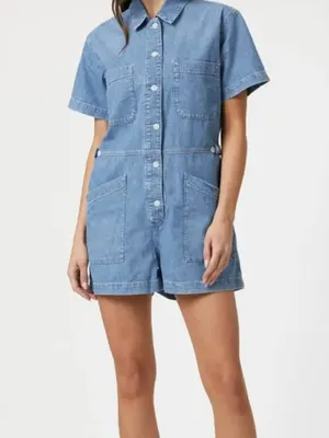 NWT MAVI Noreen Denim Romper Short Romper | Mid Vintage Light Denim thumbnail 2