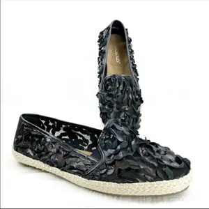 Aerosoles Let’s Drive Flutter Ruffle‎ Espadrille Slip On Loafers Black 10.5 W thumbnail 1