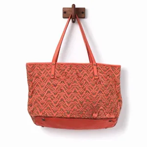 Kate Spade Coral Woven Tote Bag – Large Summer Shoulder Bag thumbnail 5