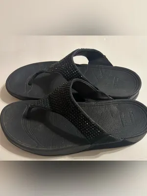 FitFlop navy Rhinestone T-Strap Women's Sandals thumbnail 4