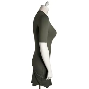 Say What? Womens Olive Green Mock Neck Short Sleeve Bodycon Dress Size S thumbnail 4