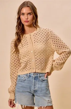 SO‎ ME Open Knitted Button Down Cardigan Sweater Top thumbnail 1