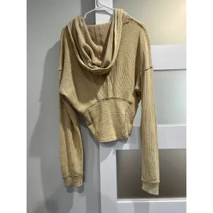 Oli & Hali Tan Waffle Knit Hook‎ & Eye Corset Cropped Hoodie JT0031 Womens Small thumbnail 2