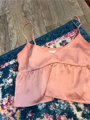 Wilfred Rust Pink Satin Peplum Cami Top thumbnail 5