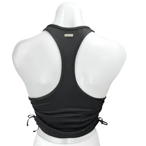 Alala Women's Black Sleeveless Racerback Ruched Sides Pullover Crop Tank Top S thumbnail 2