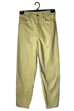 COS Jeans Women 26 Yellow Denim Cotton High Rise Button Fly Tapered Leg Colorful thumbnail 2