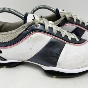 Nike White Pink Silver Leather Golf Shoes Womens Size 6 *READ* thumbnail 7