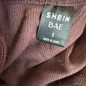 SheIn Dark Brown Ribbed Sleeveless Crop Camisole Tank Top Size Small thumbnail 3
