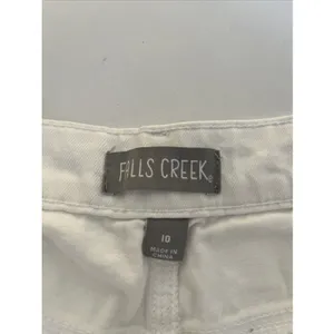 Denim White Cropped Jeans Frayed Hem Straight Leg Made in USA Size 10 thumbnail 5