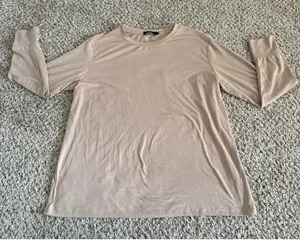 Trendy Queen Women's Oversized Tan‎ Thumb Hole Long Sleeve Tee Size Large thumbnail 1