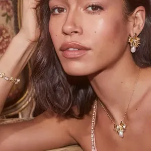 Kendra Scott x LoveShackFancy Pearl Bow Necklace and Matching Earrings thumbnail 1