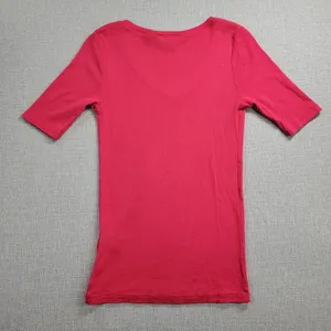 Ralph Lauren Sport Womens T-shirt Size M Hot Pink V-neck Short Sleeve Cotton Tee thumbnail 4