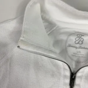 Tommy Bahama Sweater Womens Large White Stripe 1/4 Zip Mock Neck Knit‎ Pullover thumbnail 9