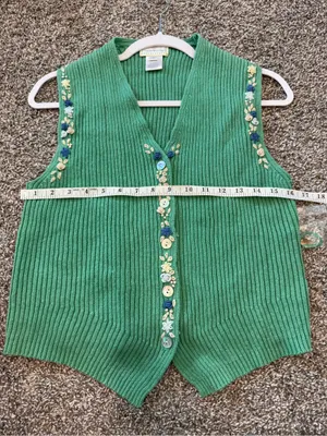 Susan Bristol Vintage Embroidered Vest Size Pp Small Grandma Cottage NWOT thumbnail 3