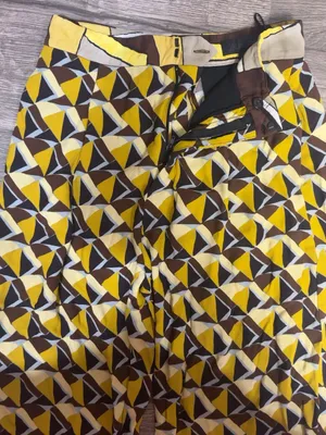 ZARA Women’s S Geometric Print Straight Leg Pants Yellow Brown Retro thumbnail 6