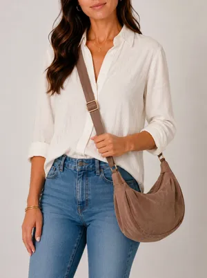 Princess Polly taupe faux suede crossbody thumbnail 1