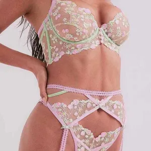 For Love & Lemons Victoria's Secret Lace Strawberry Garter Belt Pink Floral XS thumbnail 2