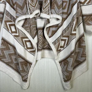 Old Navy Womens Small Brown Geometric Fair‎ Isle Waterfall Open Front Cardigan thumbnail 3