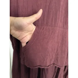 POL Oversized Hooded Tunic Top Boho Purple Braided Trim Crochet Lagenlook‎ M/L thumbnail 4