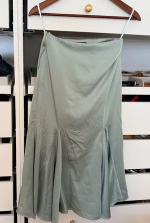 MOTF Sage Green Flared Pleated Skirt thumbnail 1