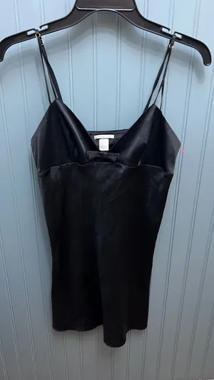 Victoria's Secret Black Satin Bow Accent Mini Slip Dress Small VTG Y2K thumbnail 1
