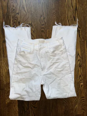 Mother The Hustler Ankle Fray High-Rise White Cropped Flare Jeans thumbnail 5