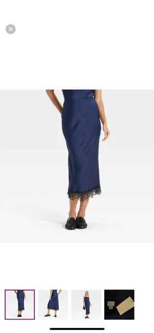 Target Navy slip midi with black lace detail! never worn thumbnail 3