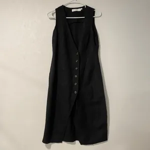ASTR The Label Black Linen Blend Midi Dress Sleeveless Button thumbnail 2