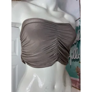 PrettyLittleThing Taupe Brown Ruched Midaxi Skirt Bandeau Top Set Size 12 thumbnail 4