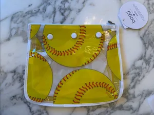 NWT BOGG Bag Clear Softball Print Pouch Set - Yellow & Red. Sports Mom. thumbnail 3